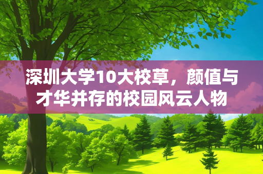 深圳大学10大校草，颜值与才华并存的校园风云人物